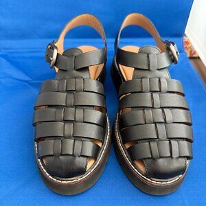 Anthropoligie Black Leather Fisherman's sandal